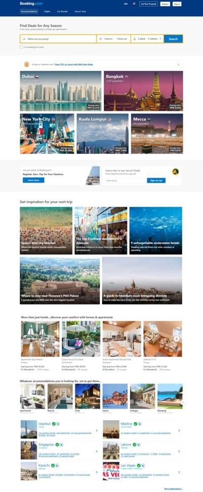Example - Booking.com page