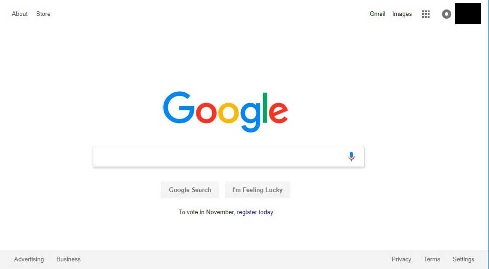 Google homepage in 2018
