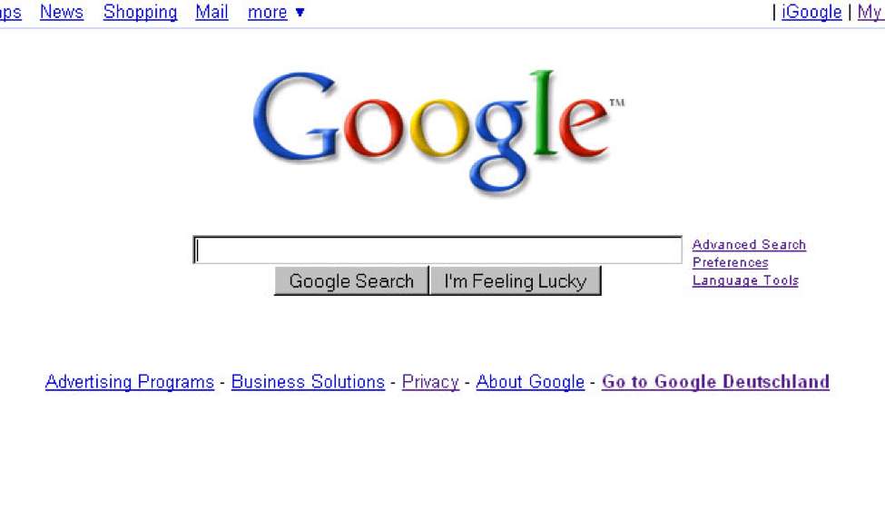 Google homepage in 2008